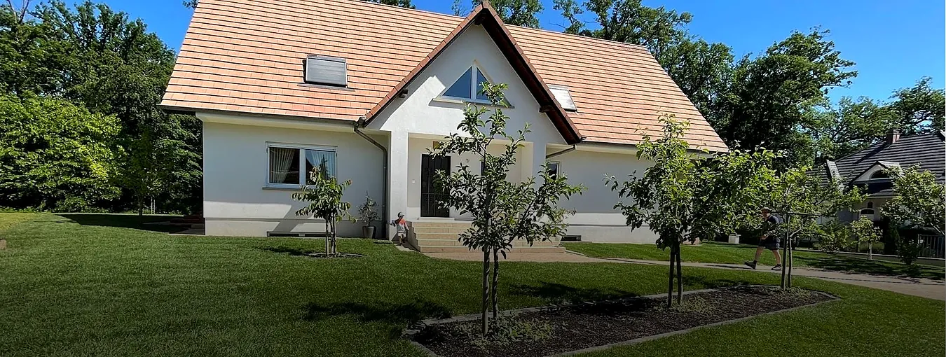 Pelouse en gazon de placage naturel posé devant une maison individuelle dans le Bas-Rhin